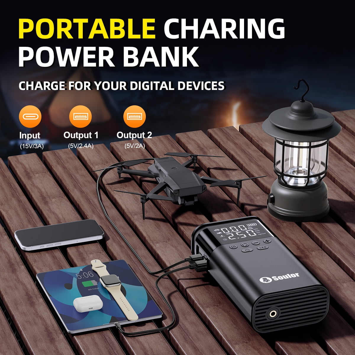 Jump Starter with Air Compressor, 4000A Battery Jump Starter (for 5.0L Gas or Up to 3.5L Diesel),150PSl Digital Tire Inflator with Emergency Light
