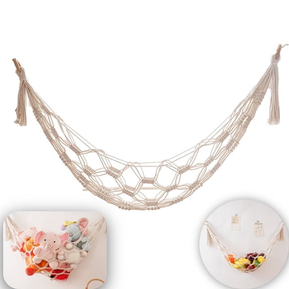 Stuffed Animal Net or Hammock Wall Hanging Net for Stuffed Animal Storage Toy Display Plush Toy Holder Soft Toy Organizer for Nursery Baby Bedroom Playroom(1 Pack)