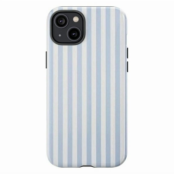 Blue Striped iPhone Case – Minimalist Vertical Stripe Phone Cover, Pastel Aesthetic for iPhone 16, 15, 14, 13, 12, 11 (Pro, Max, Plus)