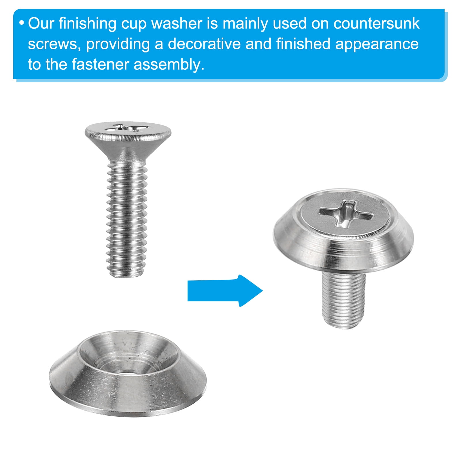 Prime-Line #8 Countersunk Finishing Washers - 100 Pack Stainless Steel