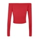 thumbnail image 3 of MHFRRA Camiseta Básica Elástica de Manga Larga con Hombros descubiertos y Cuello Redondo para Uso Informal y Diario. Rojo, 3 of 3