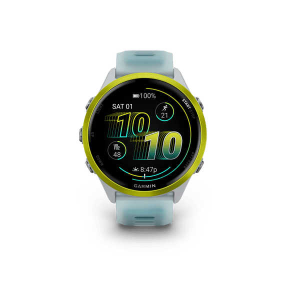 Garmin Forerunner 570 Smartwatch 47mm, AMOLED, Amp Yellow Aluminum, Whitestone/Turquoise, GPS Running Tracker, 11-Day Battery