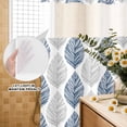 thumbnail image 3 of No Hook Shower Curtain, Navy Blue Grey Leaves Shower Curtains for Bathroom with See Through Top Window, Summer Tropical Plant Aesthetics Waterproof & Washable Bath Curtain 60"x72", 3 of 9