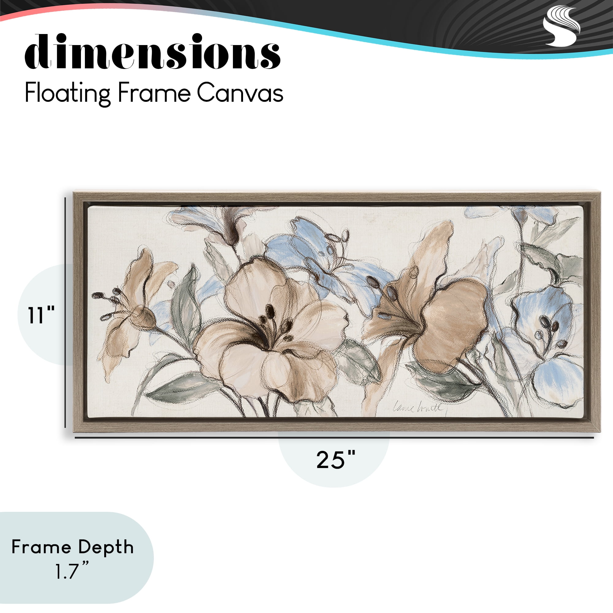 Stupell Industries Whispering Florals Neutral Brown Framed Floater Canvas Wall Art, design by Lanie Loreth