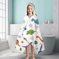 thumbnail image 6 of White Dinosaurs Geometric Leaves Pattern Hooded Bath Towel，60"x35" for Ages 3 To 12 Kids, Quick Dry Lightweight Soft Microfiber Hood Beach Towel Cover Up for Kids, 6 of 7