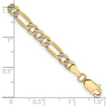 thumbnail image 2 of Primal Gold 14 Karat Yellow Gold 3.9mm Semi-Solid with Rhodium Pave Figaro Chain Bracelet, 2 of 2