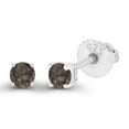 thumbnail image 2 of Decadence 925 Sterling Silver 3mm Round Natural Smoky Quartz June Birthstone Screwback Stud Earrings, 2 of 5