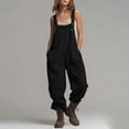 thumbnail image 6 of Wide Leg Overalls Womens Sleeveless Casual Suspenders Jumpsuits Loose Baggy One Piece Romper Black, 2XL, 6 of 6