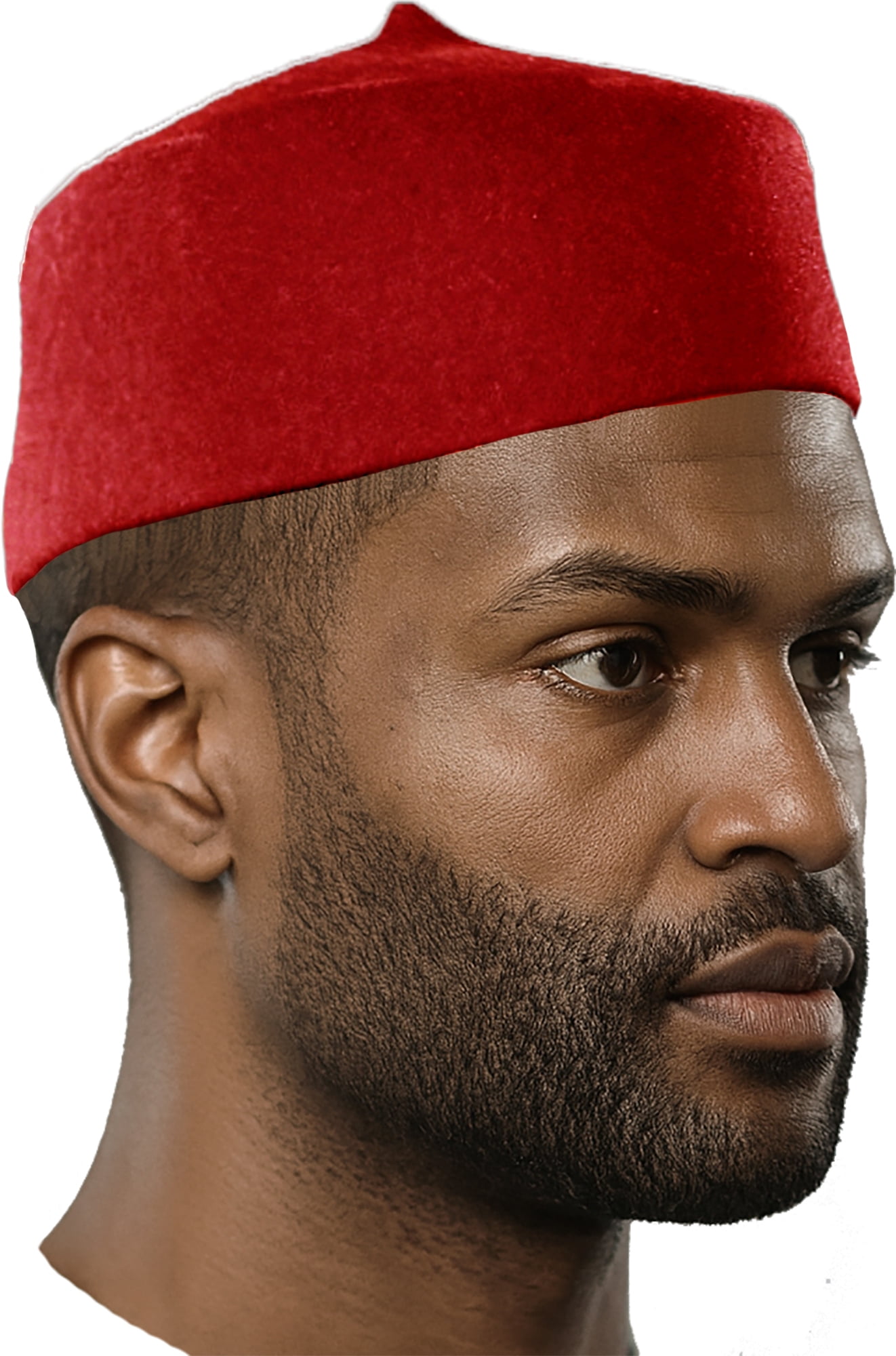 Red Wool Fez Hat for Men – Soft Felt Igbo Cap | Traditional African Hat Kufi
