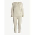 thumbnail image 4 of Joyspun Women's Fuzzy Knit V-Neck Top and Joggers Set, 2-Piece, Sizes XS-3X, 4 of 4