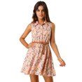 thumbnail image 1 of INSPIRE CHIC Women's Printed Half Placket Sleeveless Belted Dress, 1 of 6