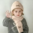 thumbnail image 2 of harmtty 2Pcs/Set Children Hat Scarf Set Bow Knitted Hood Windproof Neck Scarf Set Thickened Soft Warm Cozy Autumn Winter Wear, 2 of 8