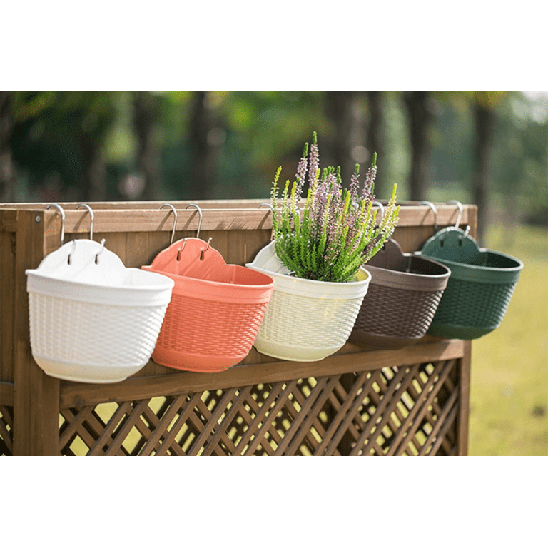 Wall and Railing Hanging Planters with S Hooks,Large Plastic Pots