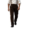 thumbnail image 2 of Zynoxe Mens Plus Size Autumn Winter Vintage Corduroy Suspender Pants Straight High Waist Business Casual Work Dress Pants with Adjustable Braces Coffee 2XL, 2 of 9