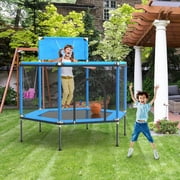AIEGLE Small Trampoline with Basketball Hoop and Enclosure Toddler Jumping Trampoline for Kids Blue