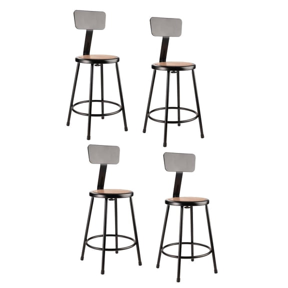 National Public Seating (4 Pack) NPS® 24"Heavy Duty Steel Stool With Backrest, Black