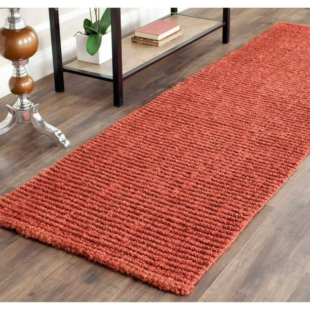 SAFAVIEH Natural Fiber Levi Braided Runner Rug, Rust, 2'6" x 12