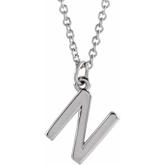 Precious Stars Unisex Sterling Silver Initial N Dangle Necklace
