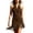 Brown, variant on Women's Halter Neck Sleeveless Mini Dress Suede Fabric Fringe Hem Fitted Casual Western Style Dress For Women