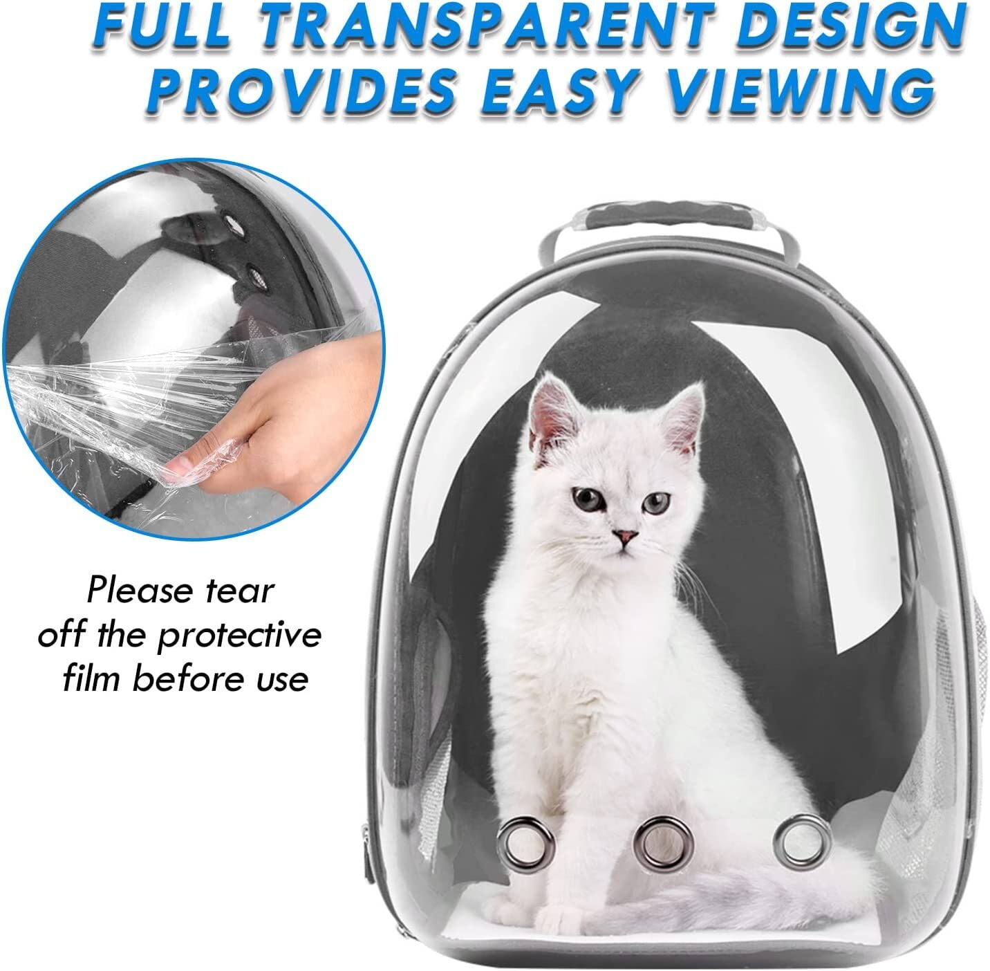 GoXteam Cat Backpack Carrier, Fit up to 13 lbs, Space Capsule Bubble Window Pet Carrier Backpack for Large Fat Cat and Small Puppy, Black