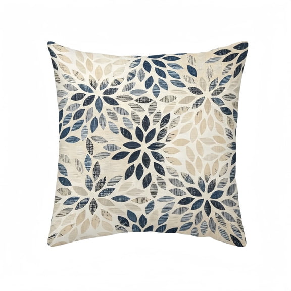 FEISHENTT Pillow Covers 18x18Rustic Geometric Flower Outdoor Cream Decorative Throw Pillows Summer Floral Farmhouse Pillowcases Linen Cushion Case Decor