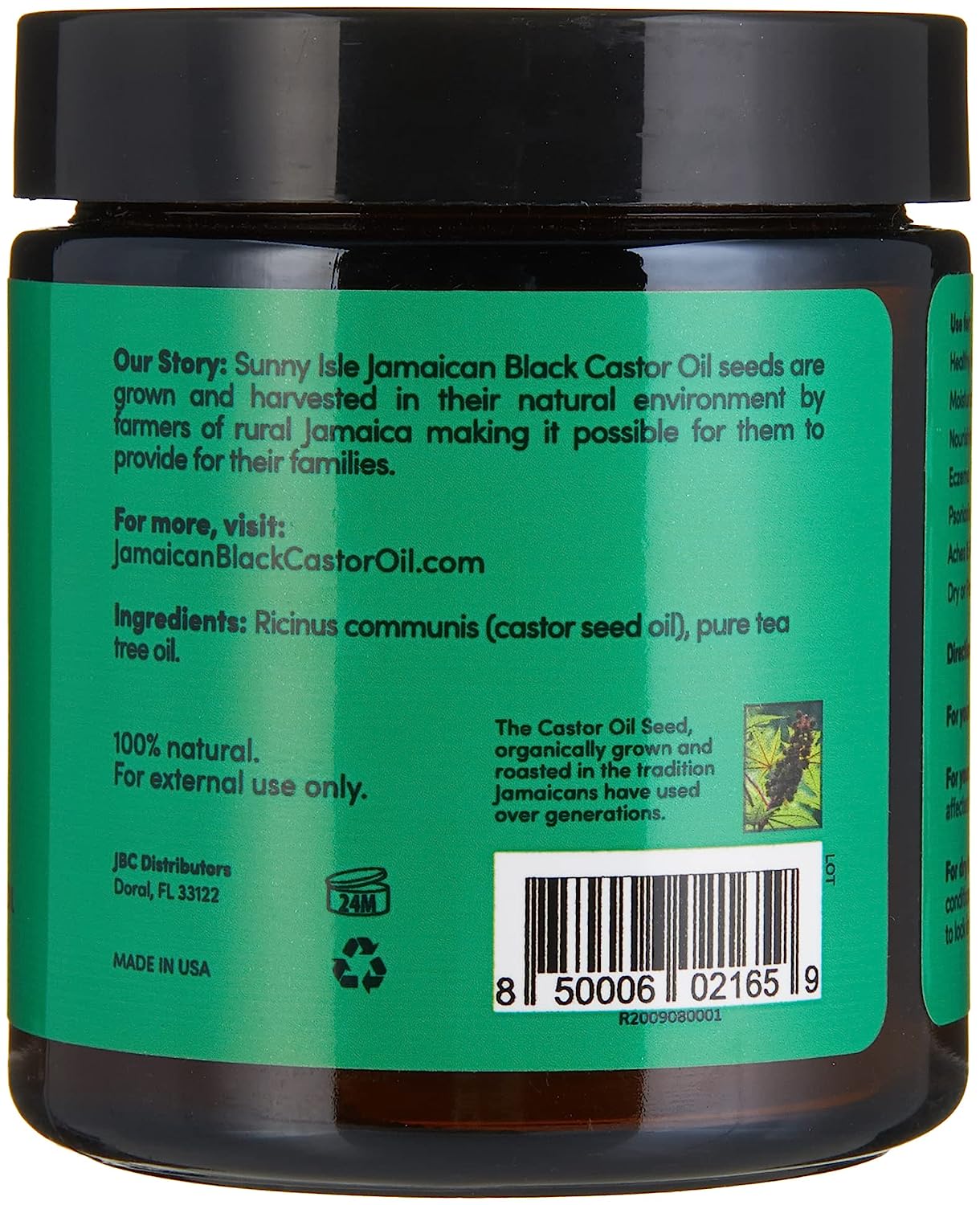 Sunny Isle Jamaican Black Castor Oil With Tea Tree Oil – 4oz, All Hair Types