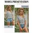 thumbnail image 6 of Xuanfei Women Floral Print V Neck Short Sleeve Summer Top, 6 of 7