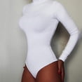 thumbnail image 4 of Women Bodysuit Solid Color Turtleneck Sexy Hip Wrap Stretchy One-Piece Underwear for Yoga, 4 of 7