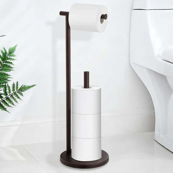 Free Standing Toilet Paper Holder Stand, Oil Rubbed Bronze Toilet Paper Holder with Storage for Jumbo Mega,