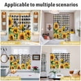 thumbnail image 6 of Sunflower Bee Kitchen Curtains 84 Inch Length, Black Buffalo Plaid Botanical Leaf Floral Grommet Top Bedroom Living Room Curtains, Light Filtering Cafe Curtain Drapes 2 Panels Set 84''x84'', 6 of 9