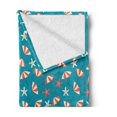 thumbnail image 2 of Summer Soft Flannel Fleece Throw Blanket, Holiday Theme with Beach Umbrellas and Starfish Vacation Graphic, Cozy Plush for Indoor and Outdoor Use, 70" x 90", Petrol Blue Coral Cream, by Ambesonne, 2 of 5