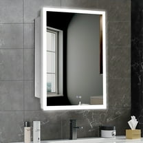 FUMANGO 16"*26"Lighted Medicine Cabinet with  Defogger, Dimmer,3-Color Mode,Recessed or Surface Mount Wall Mount Mirror Cabinet