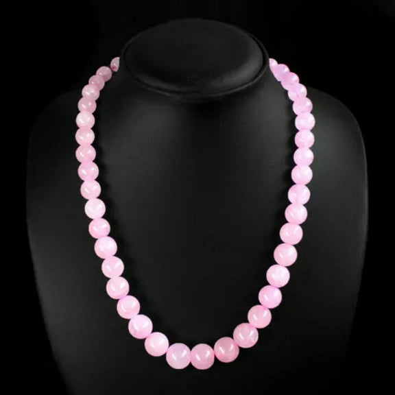 K-KED NATURAL 8/10/12MM PINK ROSE QUARTZ ROUND GEMATONE BEADS NECKLACE 18" AAA-8 mm