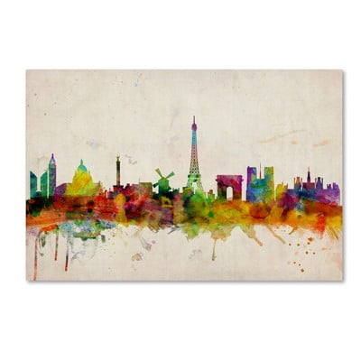 'Paris Skyline' by Michael Tompsett Ready to Hang Canvas Wall Art