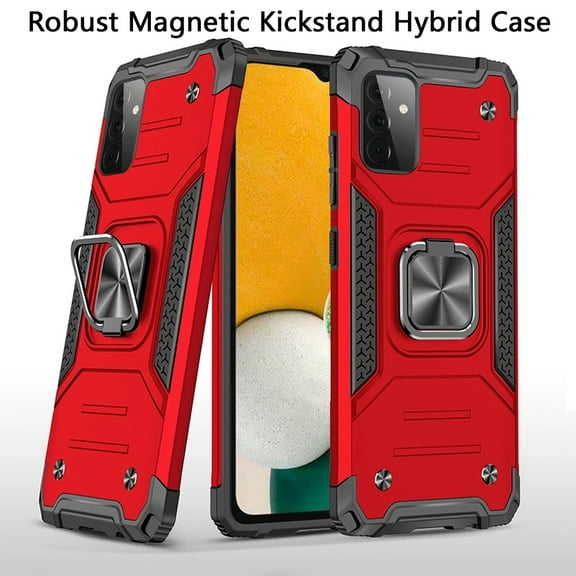 For Samsung Galaxy A13 5G Armor Hybrid with Ring Holder Kickstand Shockproof Heavy-Duty Durable Rugged Dual Layer Hard PC   TPU Cover ,Xpm Phone Case [Red]