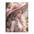thumbnail image 1 of Pintura de diamantes 5D Diy, mosaico de diamantes cuadrado completo, sombrero rosa, flores, chica hermosa, regalo de bordado, artesanía, A545, nuevo, 2023, 1 of 4