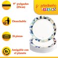 thumbnail image 3 of 24 Pz Plato Desechable De Cartón Decorativo Premium Hojas Azules 9 pulgadas, 3 of 5