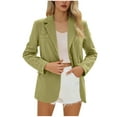 thumbnail image 2 of Womens Blazer Lapel Solid Color Long Sleeved Double Pocket Buttoned Turndown Collar Blazer Coat Outwear Army Green M, 2 of 6