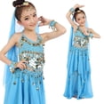 thumbnail image 3 of Glisme Casual Girls Clothing Set Exotic Dance For Girls Belly Dancing Performance Outfit With Long Skirt Size 5-8 Years Sky Blue Outfits Set For Girl, 3 of 3