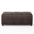 thumbnail image 4 of SIMPLIHOME Avalon 42 inch Wide Rectangle Storage Ottoman in Upholstered Distressed Brown Faux Leather, Coffee Table for the Living Room, Bedroom, Contemporary, 4 of 5