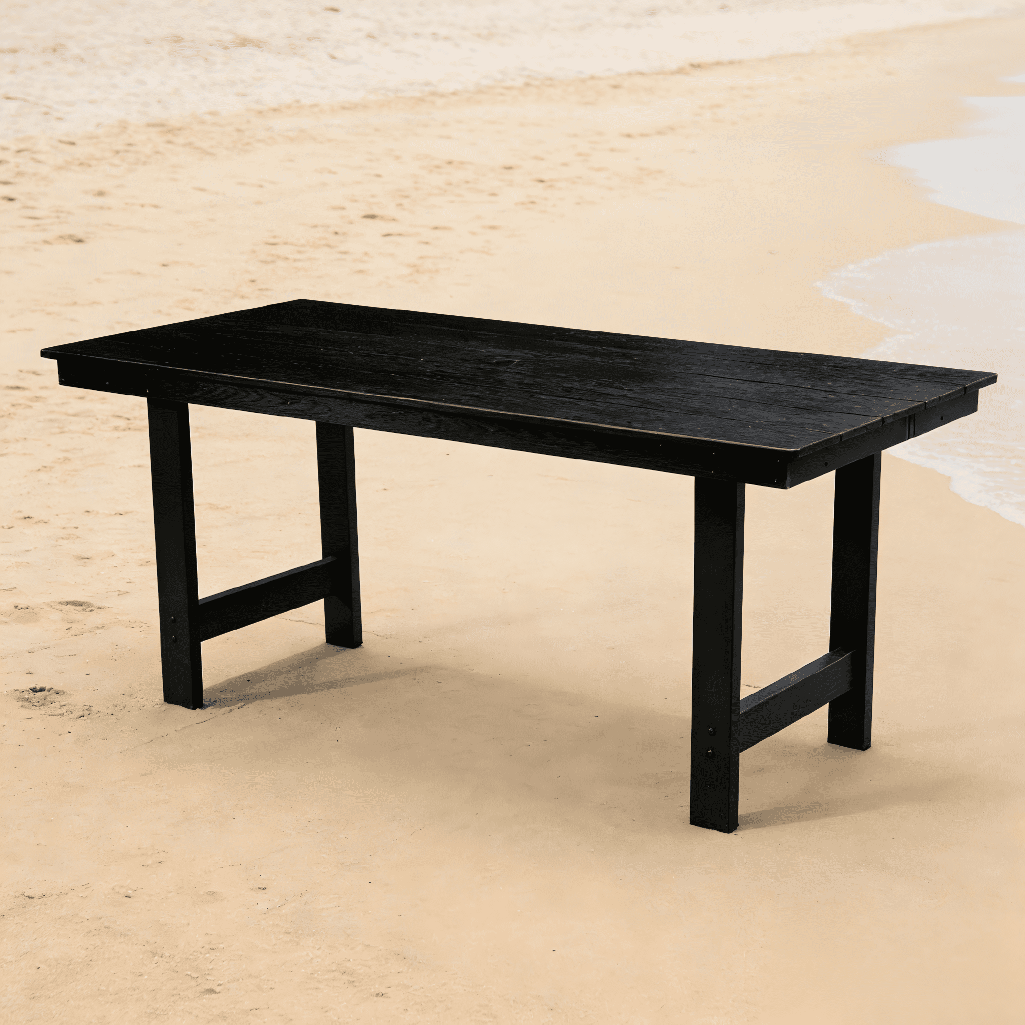Family Dining Table, 4-6 Person Large Table for Garden Backyard Outdoor Gathering, Black