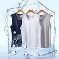 thumbnail image 5 of Men Ice Silk Mesh Shirt Summer Thin Sleeveless Sports Fitness TShirt, 5 of 12