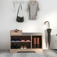 thumbnail image 2 of HOMCOM Upholstered Entryway Shoe Bench with Storage Drawer Open Shelf, 2 of 10