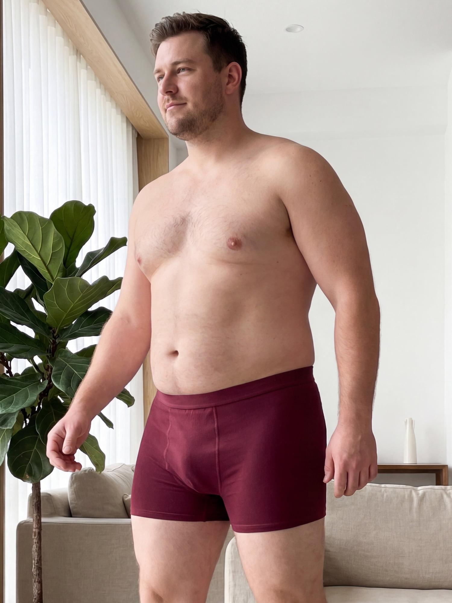 DARING DIVA Men's Big Tall Stretch Waistband Mid-Waisted Underwear 4XL Burgundy