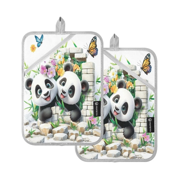 BZSMCE Pot Holder Oven Mitts Cooking baking Cute Pandas Pattern Creative Pattern Size:7x9.8in