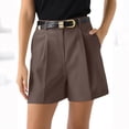thumbnail image 6 of Sewkxo Womens Casual Elastic Waist Wide Leg Suit Shorts Summer Dressy Work Shorts with Pockets,Coffee S, 6 of 8