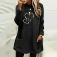thumbnail image 2 of lcziwo Womens Sherpa Pullover 2025 Winter Fuzzy Fleece Sweatshirts Cute Heart Print Crewneck Thermal Sweatshirt Loose Comfy Loungewear Tunic Tops with Pockets Cyber and Monday Sales Black M, 2 of 6