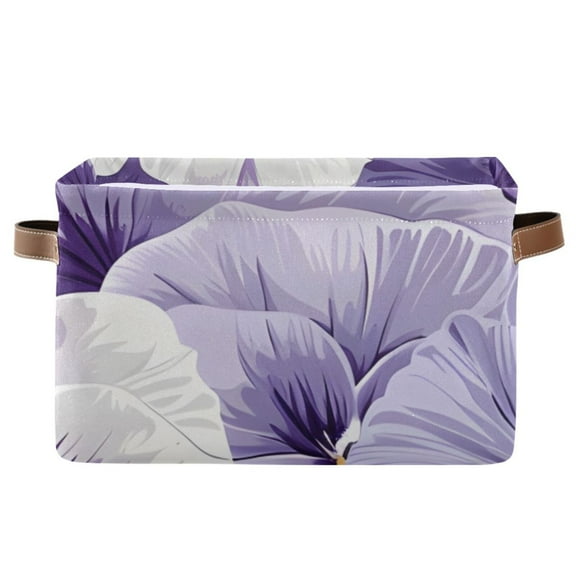 White and Purple Flowers Storage Bins Baskets With Handles Storage Box Clothes Organizer Organization Toys