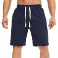 thumbnail image 2 of Zemub Men Casual Solid Pocket Elastic Waist Straight Half Shorts Pants Sport Pants(Navy,M), 2 of 8