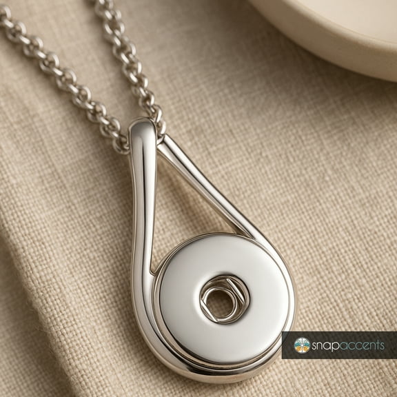 Teardrop Necklace 20in. Snap Jewelry Fits 18MM 20MM Ginger Charm Buttons